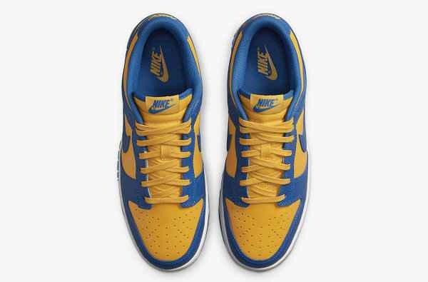 图中这款 Nike Dunk Lo潮牌资讯w 疑似以“UCLA”为主题设计（Nike Dunk Low“UCLA”配色鞋款公布，期待发售）