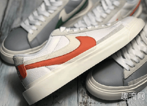 sacai x Nike Blazer Low实物细节图赏析：解构多层设计，21年春季发售！