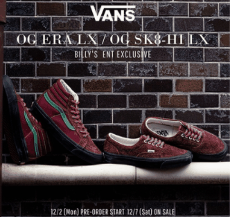 BILLY’S x Vans 联名系列圣诞发售 VANS鞋码偏大还是偏小