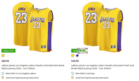 詹姆斯23号湖人球衣多少钱 James 23号Lakers球衣在哪买