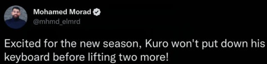  Nigma Galaxy的联合创始人兼经理Mohammed almany- Morad在他的个人推特上宣布：Kuroky新赛季将继续他的职业生涯 2022冬季潮牌新款推荐（Nigma创始人宣布Kuroky将继续他的职业生涯）