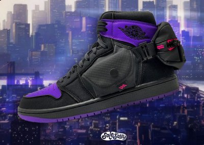  这款紫色 AJ1 由 Sony Pictures 与 Jordan Brand 共同设计 哪种潮牌品牌（《蜘蛛侠：纵横宇宙》限定 AJ1 Utility Stash 鞋款发布）