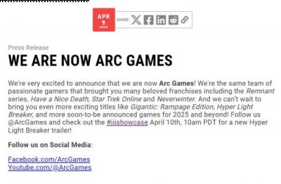他们将在4月11日举行的“iii计划”线上展示会上公布新作《终极闪光：破坏者》的预告片 潮牌冬季如何御寒提醒（《遗迹2》发行商宣布更名为ARC GAMES 将继续发行游戏）