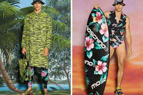 并设计了诸如泳装、沙滩裤以潮牌及 Hoodie、冲浪板、西服套装等诸多单品（MOSCHINO 莫斯奇诺 2022 春夏男装系列公布）