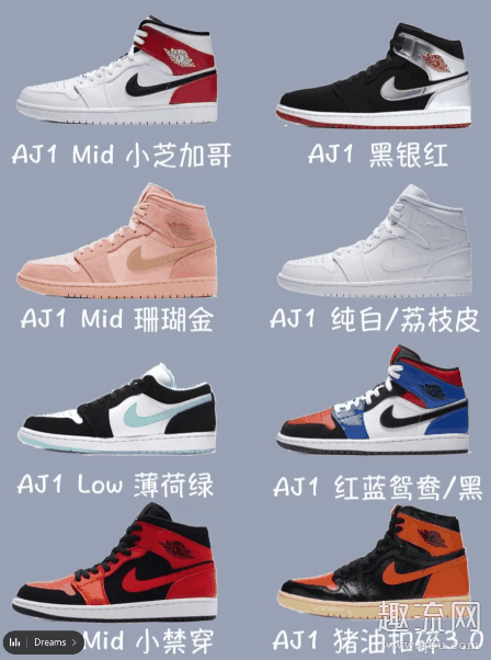 aj1全部款式图片 aj1所有配色加名称