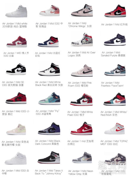 aj1mid配色排行榜 aj1mid配色大全图片加名称