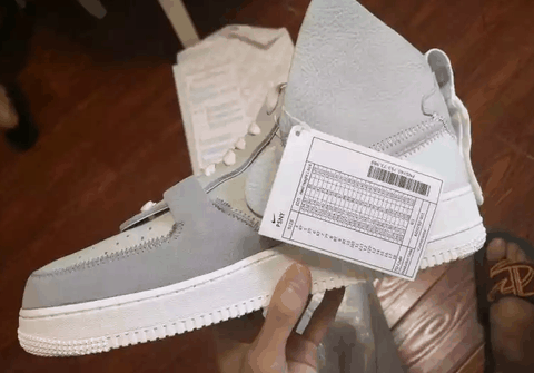 鞋头上的潮牌品牌缝线做工（AF1 high psny灰白开箱 AF1 high psny灰白实物欣赏）