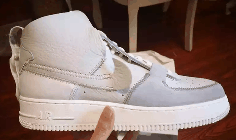 鞋头上的潮牌品牌缝线做工（AF1 high psny灰白开箱 AF1 high psny灰白实物欣赏）