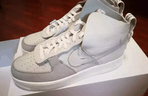 鞋头上的潮牌品牌缝线做工（AF1 high psny灰白开箱 AF1 high psny灰白实物欣赏）