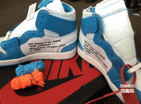 OFF WHITE联名AJ1北卡蓝开箱 OW x AJ1“UNC”实物赏析