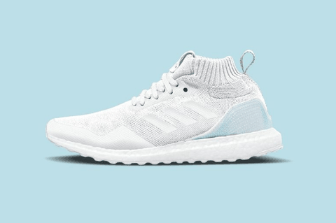 后跟处有绿色潮牌信息线条作点缀（adidas x Parley UB MID好看吗 adidas x Parley UB MID多少钱）