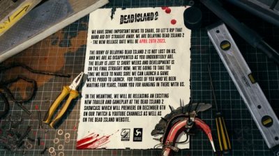 《死亡岛2》延期发售 新预告12月6日公布 潮牌游戏互动（《死亡岛2》延期发售 新预告12月6日公布）