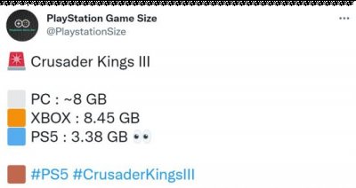 《十字军之王3》PS5版容量仅3.38GB 2022冬季潮牌新款推荐（《十字军之王3》PS5版容量仅3.38GB）