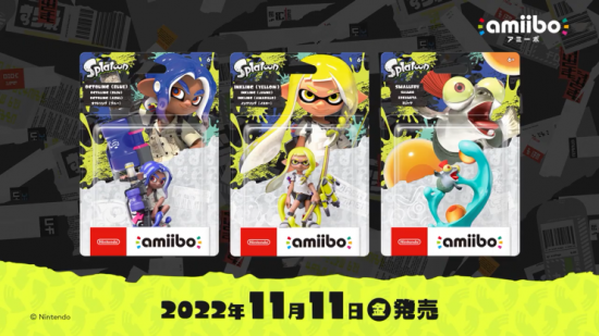  任天堂今日公布了《斯普拉遁3》三款amiibo 潮牌游戏互动（《斯普拉遁3》三款amiibo 将于11月11日发售）