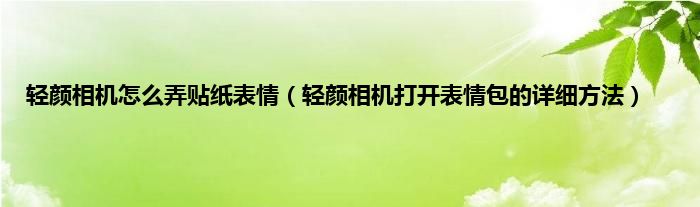 用户可以使用多种多样的功能 潮牌游戏互动（轻颜相机怎么弄贴纸表情，轻颜相机打开表情包的详细方法）