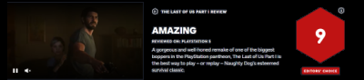 在最近IGN分享了对于最后生还者第一部的评价 街拍潮牌推荐（最后生还者第一部IGN 9分 对PS5机能的顶级展示）