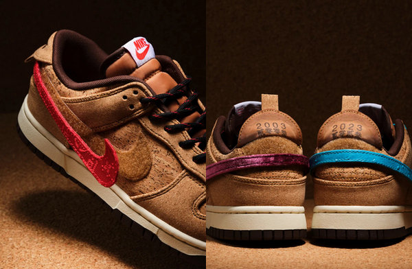 故鞋面均采用软木物料打造 哪种潮牌品牌（陈冠希 CLOT x Nike Cork Dunk 最新联名鞋款即将开售）